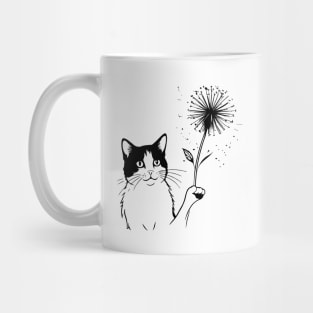 Cat Dandelion Flower adorable Mug